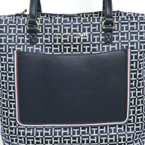 Tommy Hilfiger Jacquard Tote Shoulder Handbags - Picture 6 of 8
